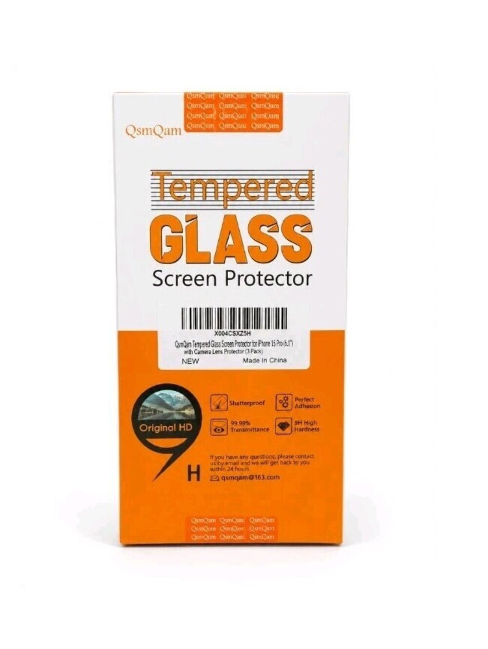 Tempered Glass Screen Protector for Apple 16 Pro 6.3 with Camera Lens Protector